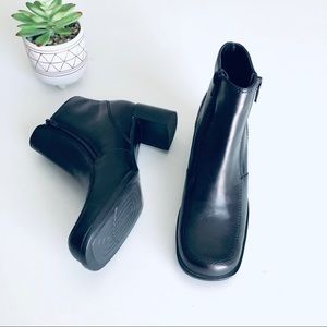 Covington Square Toe Block Heel Leather Ankle Boot